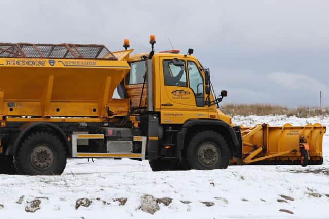 A gritter lorry on the Hartside road on the Cumbria border. Almost 4,000 gritters are available to tackle the cold blast hitting the UK, according to new analysis. PA