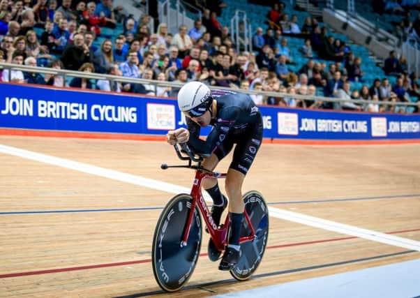 STAR TURN: Charlie Tanfield wins Gold in the Men's Individual Pursuit final at the British Cycling Championships in Manchester in January. Picture: Alex Whitehead/SWpix.com