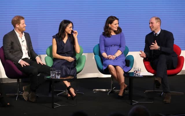 Prince Harry, Meghan Markle and the Duchess and Duke of Cambridge during the first Royal Foundation Forum in central London.