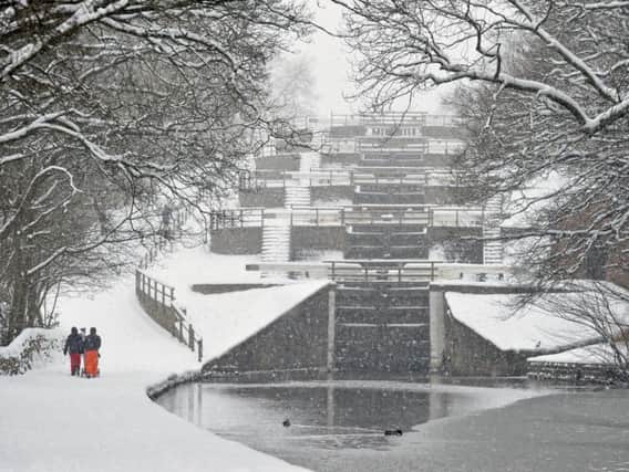 Five Locks in Bingley in the snow