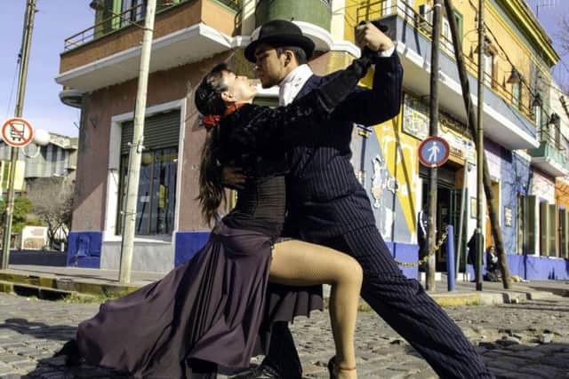 Tango dancers in La Boca. PA Photo/Renato Granieri.