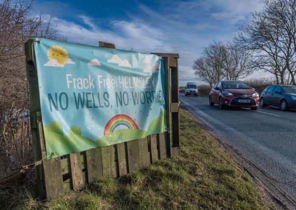 An anti-fracking protest banner in Ryedale.