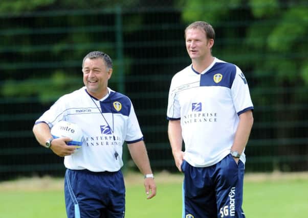 TEAMWORK: Glyn Snodin, left, and Simon Grayson watch Leeds United's players on a pre-season tour of Scotland in 2011.