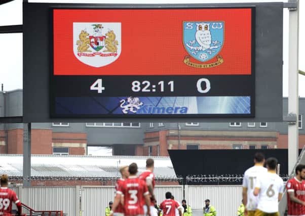 The scoreboard at Ashton Gate.....Pic Steve Ellis