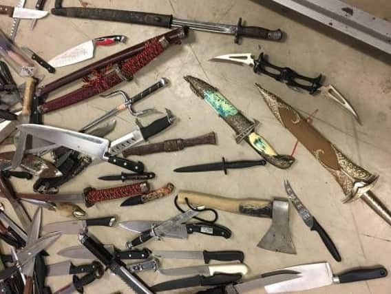 An axe, dagger and sword were among weapons handed in