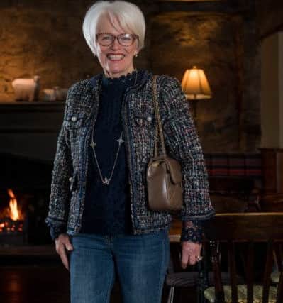 May Hayes wears tweed jacket, Â£49; BKS jeans, Â£34; lace high-neck top, Â£32; quilted bag with chain handle, from a selection; necklace, Â£24. All at at Best Kept Secret Clothing.