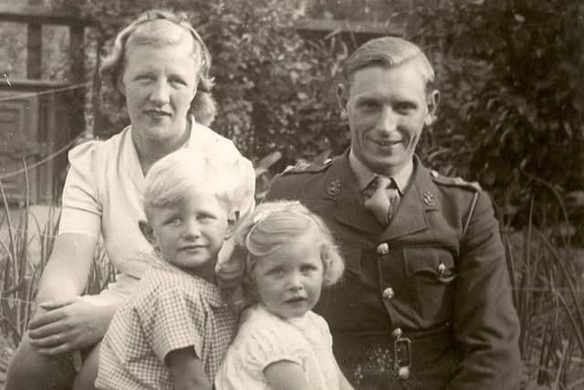 Jack with his wife, Laura, and two youngest children in 1943.