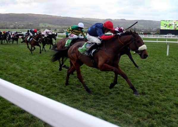 Old Guard and Harry Cobden win the 2015 Greatwood Hurdle.