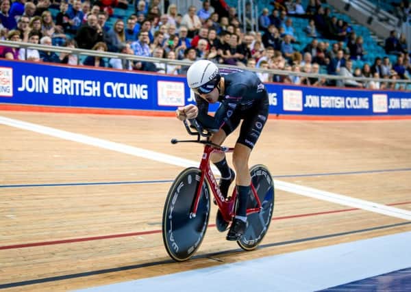 Charlie Tanfield, pictured winning gold in the Men's Individual Pursuit final at the British Track Championships. (Picture: SWPix.com)