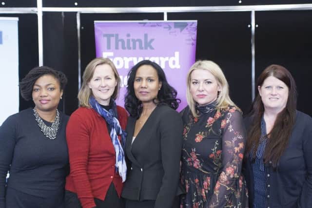 The panellists at the Forward Ladies event: Griselda Togobo, Forward Ladies; Susan Clark, LCF Law; Pauline Wilson, Virgin Holidays; Sarah Tulip, aql; Suzanne Smith, Soteria Asbestos;