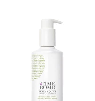 BEAUTY PICK: Time Bomb Peace & Quiet Cleanser
A lightweight cleansing coconut oil that gently dissolves and removes surface impurities, including wax, silicone and oil-based make-up, and SPF products. Even works well for oily and is safe around the eyes, with coconut oil known for anti-bacterial and anti-inflammatory properties. Rinses off with warm water. Its Â£25 at Timebombco.com.