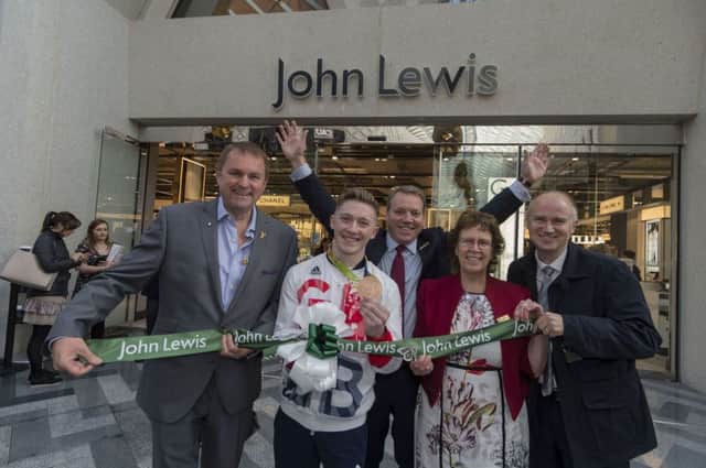Library image of the  opening of the Victoria Gate, John Lewis, in Leeds. Pictured (left to right) Gary Verity, Chief Executive of Welcome To Yorkshire, Nile Wilson, Olympic Gymnast, David Atkins, from Hammerson, Developers, Judith Blake, Leader of Leeds City Council, and Tom Riordan, CEO of Leeds City Council.