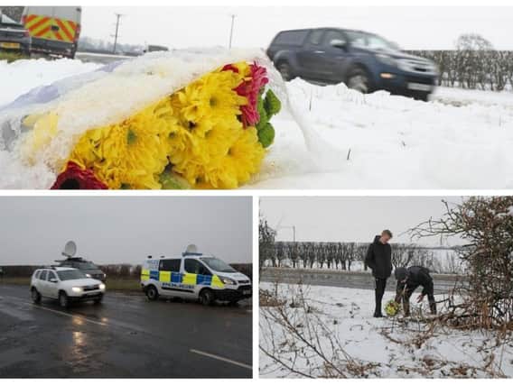 Flowers have been laid at the scene of a crash near Thirsk where two teenage boys died last night. Pictures: PA and Charlotte Graham.