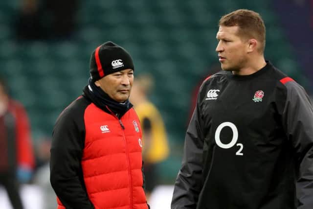 England coach Eddie Jones (left) and Dylan Hartley, who will Saturday's clash against France. Picture: Adam Davy/PA