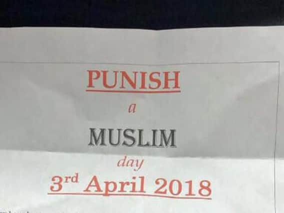 The 'Punish a Muslim' letter has been sent to addresses across the country.