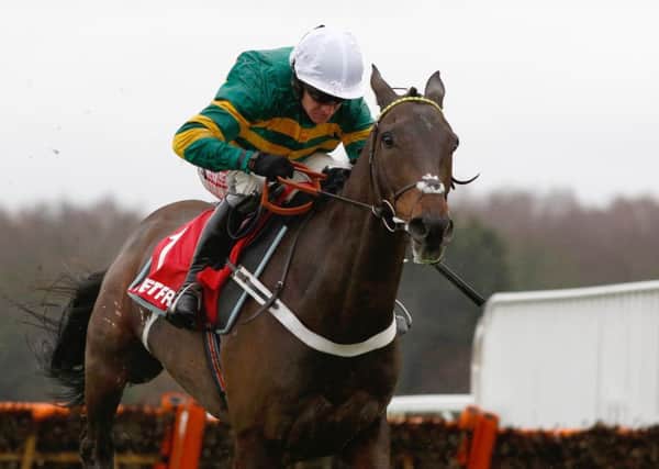 Buveur D'Air and big race jockey Barry Geraghty in winning action at Sandown.