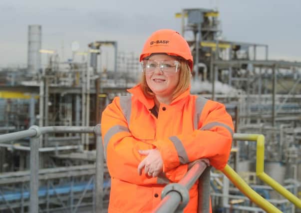 9 March 2018......     Bradford MP Judith Cummins at the BASF chemical plant in Low Moor in the city.  Picture Tony Johnson.
