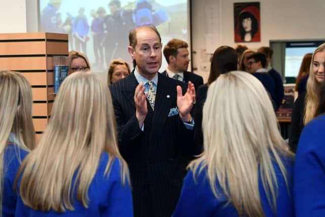 Prince Edward at Woodkirk Academy, in Tingley, Leeds