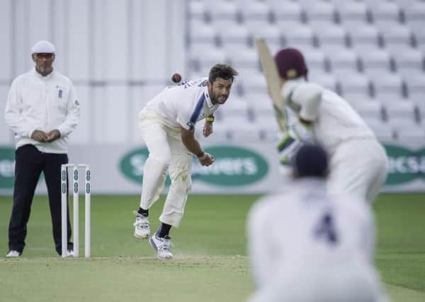 I'M YOUR MAN: Liam Plunkett, seen in action against Somerset last year, is hoping to play a significant role for Yorkshire across all formats this season. Picture: Allan McKenzie/SWpix.com.