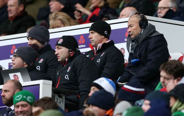 England head coach Eddie Jones, right, looks on during the loss to Ireland at Twickenham (Picture: Paul Harding/PA Wire).