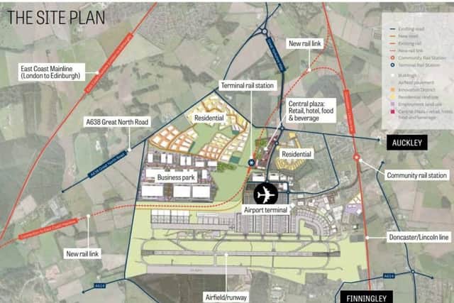 The planned rail route to Doncaster Sheffield Airport