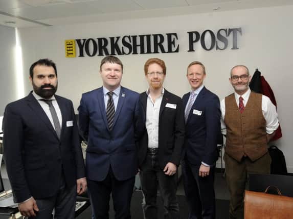 Yorkshire Post Innovation Network..Pictured from the left are Dr Abdulrahman Altahhan, Greg Wright, Stuart Sherman, Chris Atkinson and Jamie Morgan..21st March 2018 ..Picture by Simon Hulme