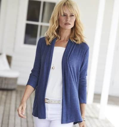 The Pallini cardigan, Â£48, sizes 8-20, available in denim and rose marl, from Bella di Notte.