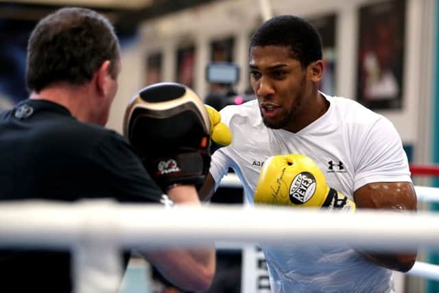 Anthony Joshua during Wednesday's workout at the English Institute of Sport, Sheffield.
