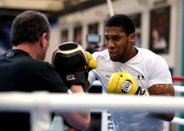 Anthony Joshua during Wednesday's workout at the English Institute of Sport, Sheffield.
