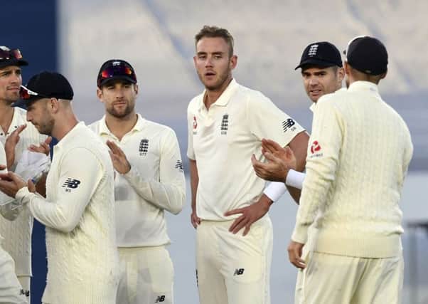 Milestone: England's Stuart Broad after claiming his 400th Test victim after dismissing New Zealand's Tom Latham for 26. Pictures: AP Photo/Ross Setford
