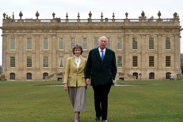 The Duke and Duchess on the South Lawn as the last of the scaffolding is removed from Chatsworth House. The largest renovation in over 200 years is nearing completion in time for the new season opening on March 24th. Picture Scott Merrylees