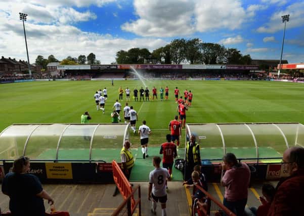 York City, playing at their Bootham Crescent home earlier this season, have been put up for sale. (Picture: Bruce Rollinson)