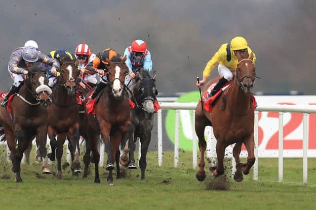 Addeybb (right) ridden by James Doyle wins the 32Red Lincoln during 32Red Lincoln day at Doncaster Racecourse. PRESS ASSOCIATION Photo. Picture date: Saturday March 24, 2018. See PA story RACING Doncaster. Photo credit should read: Mike Egerton/PA Wire