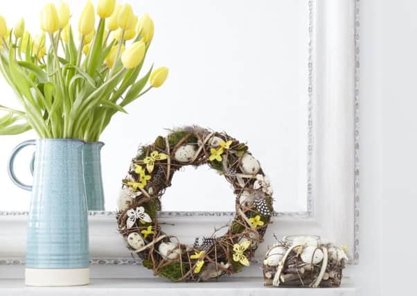 Easter wreath, Â£25, from John Lewis
