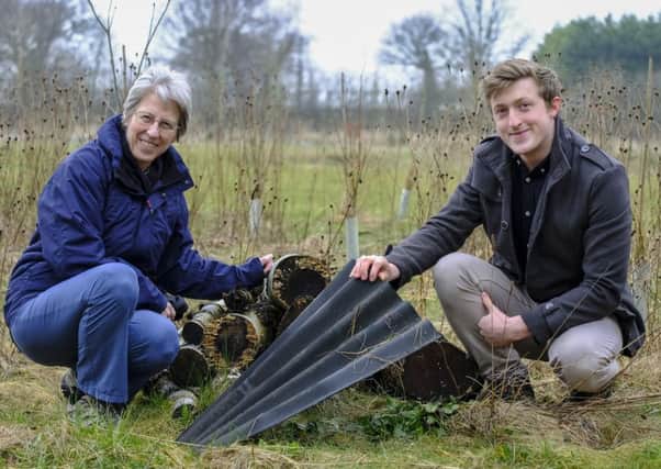 Alison Cunningham, Girlguiding commissioner for the Abbey Division, and Nick Atherton, a biologist and founder of Project: Wild C.I.C, pictured at Three Hagges Wood-Meadow in Escrick.  Picture by Mike Cowling.
