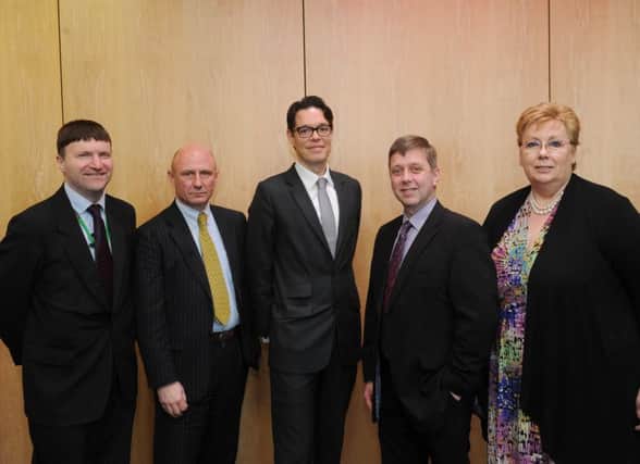 29 March 2018.... One Year to Brexit conference held at AMRC in Sheffield.Greg Wright with speakers (from left) Tom Goodwin, Dean Turner,Philip Webb and Jill Thomas. Picture Scott Merrylees