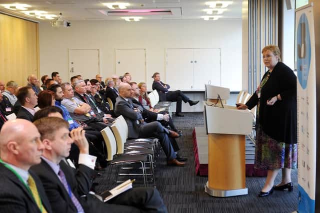 29 March 2018....Jill Thomas addresses the One Year to Brexit conference held at AMRC in Sheffield. Picture Scott Merrylees