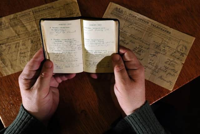 Fred's pocket diary and the telegrams sent to his parents.