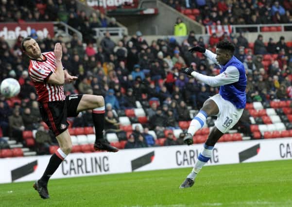 OPENING SALVO: Sheffield Wednesday's Lucas Joao scores his side's opening goal at the Stadium of Light. Picture: Steve Ellis