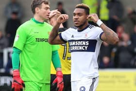 ON TARGET: Middlesbrough's Britt Assombalonga celebrates scoring his side's late equaliser at the Pirelli Stadium. Picture: Nigel French/PA