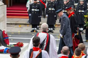The Duke of Cambridge at the annual remembrance service at the Cenotaph.