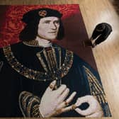A large Mosaic of King Richard III, which is made out of LEGO, on display at the KRIII Visitor Centre in Leicester.