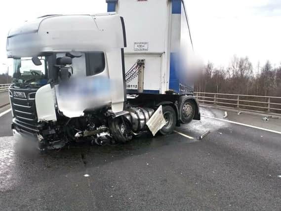 The lorry smash on the M1. Photo: West Yorkshire Police RPU/Twitter