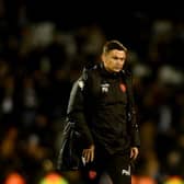 Leeds United head coach Paul Heckingbottom walks off the pitch at Craven Cottage disappointed. Picture: James Hardisty.