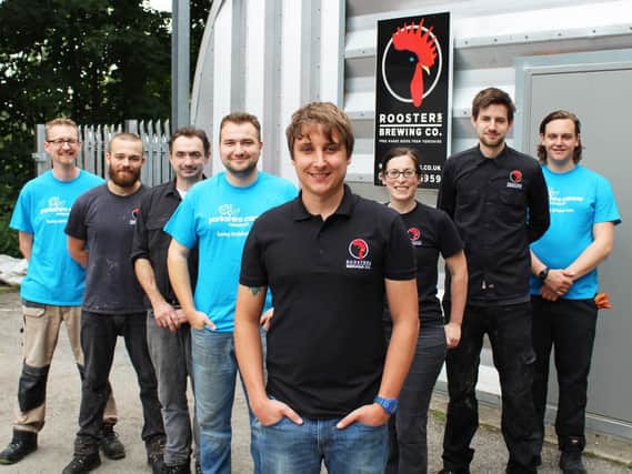 Rooster's co-owners Tom and Oli Fozard with the Knaresborough-based micro-brewery's winning team.