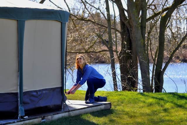 Jo Lee gets a yurt ready next to Kingfisher Lakes near Brandesburton.