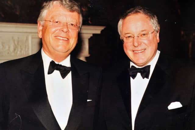 James Stewart (left) with his brother-in-law Richard Whiteley.