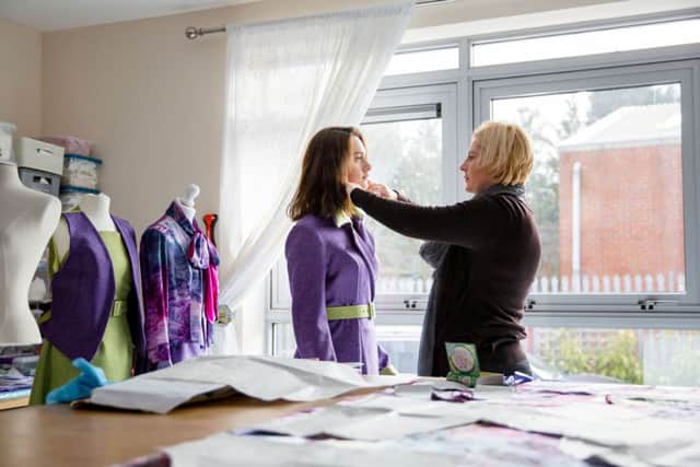 Antonia Houston in her workshop, creating the Yorkshire Dandy collection which will open York Fashion Week at Bettys. Picture by Olivia Brabbs.