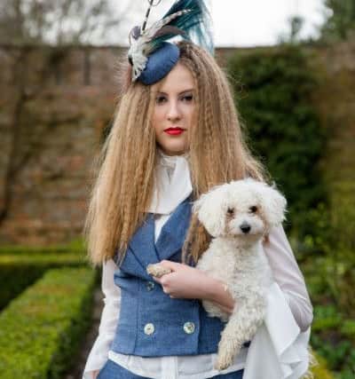 The Yorkshire Dandy collection, launching Antonia Houston Couture and Yorks Fashion Week. Model - Lara Aitkin; make-up - Sonia Schofield; head piece - Knot & Bloom. Shot on location at Middlethorpe Hotel.by Olivia Brabbs - www.oliviabrabbs.co.uk