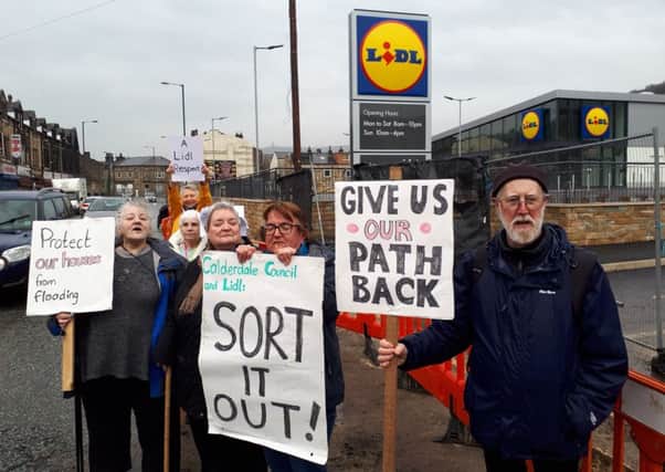 Protestors outside the Lidl store in Todmorden. Picture: John Greenwood, Local Democracy Reporter.